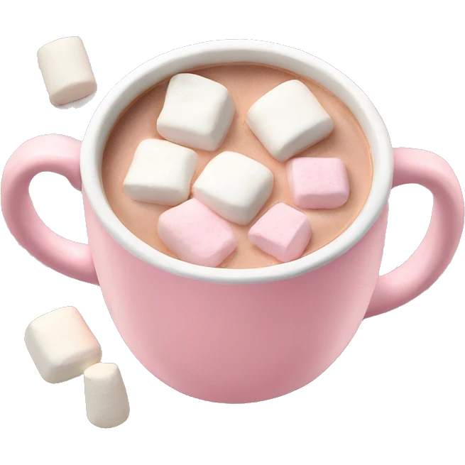 Light Pink mug of hot chocolate with marshmallows  emoji