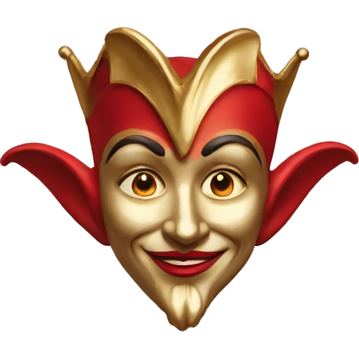 Vintage Jester high cheekbones, red, gilded  emoji