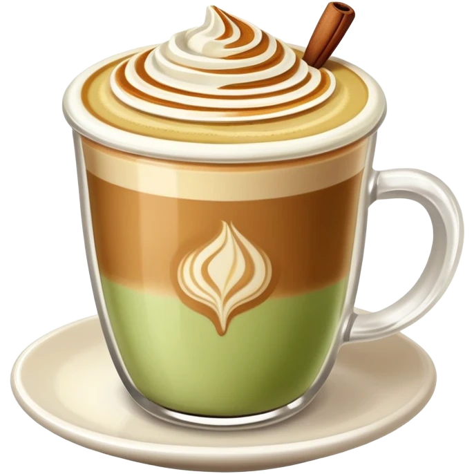 pistachio latte with latte art emoji