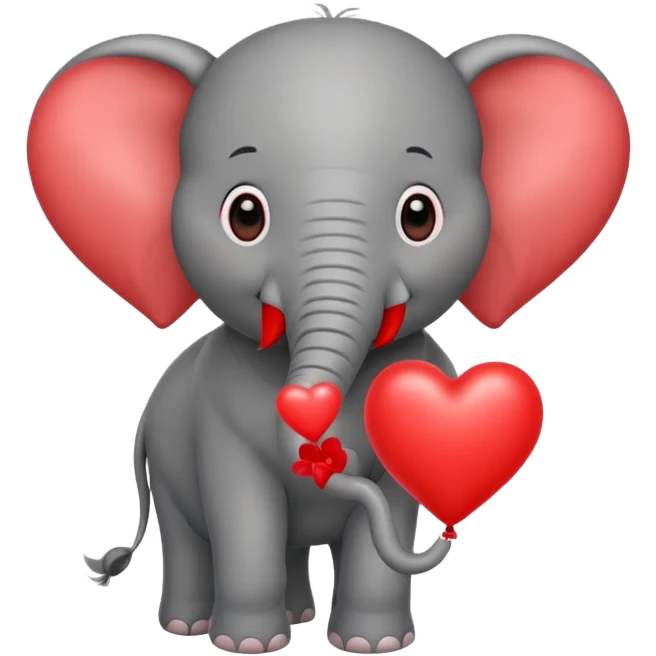 Elephant holding heart balloons  emoji