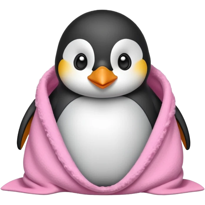 Cute penguin wrapped on pink blanket emoji