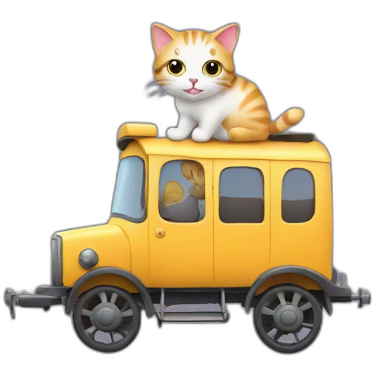 Cat dans voiture sur train emoji