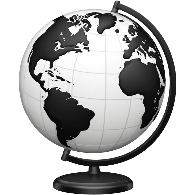 Black and white line work globe emoji