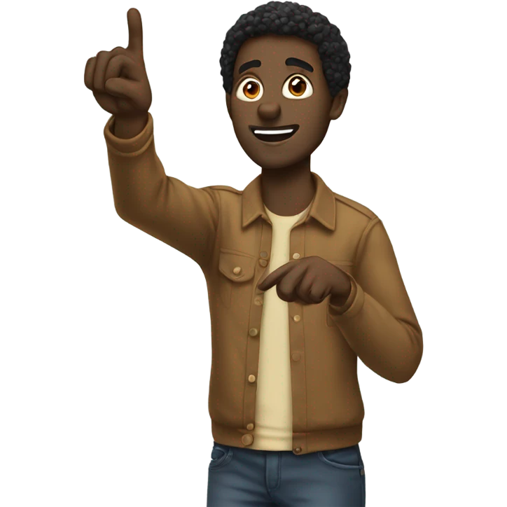 Black male pointing at themself emoji