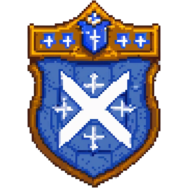 Transform the Cruzeiro Esporte Clube shield into pixel art style, preserving the shape, stars, and main colors, with no text, and a transparent background. Retro videogame style pixel art. emoji