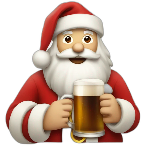 Santa drinking a beer emoji