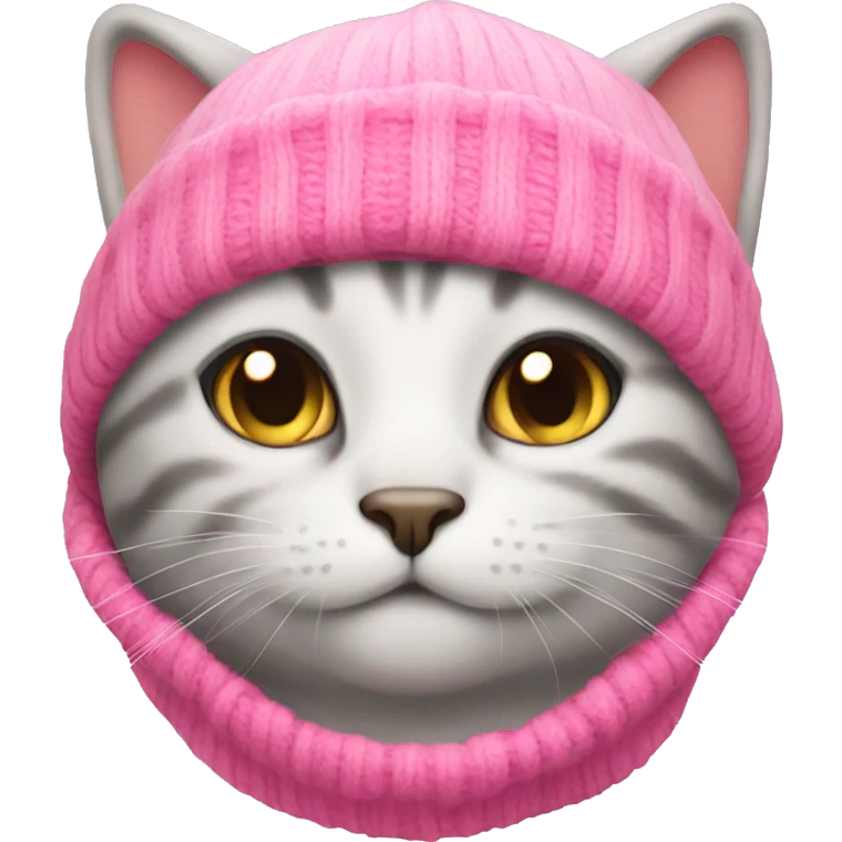 Cat wearing a pink beanie  emoji