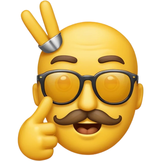 Regular emoji with a mustache and sunglasses giving the middle finger  emoji