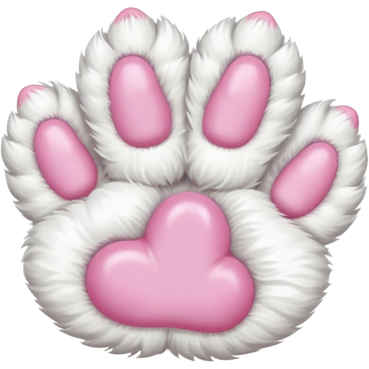 Fluffy white cat paw with six toes emoji