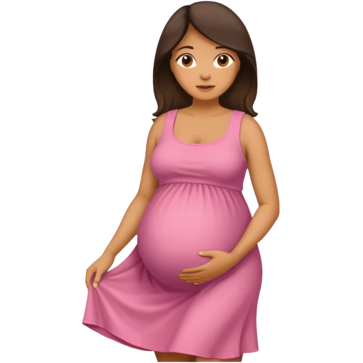 Latina woman, tan skin, pregnant emoji
