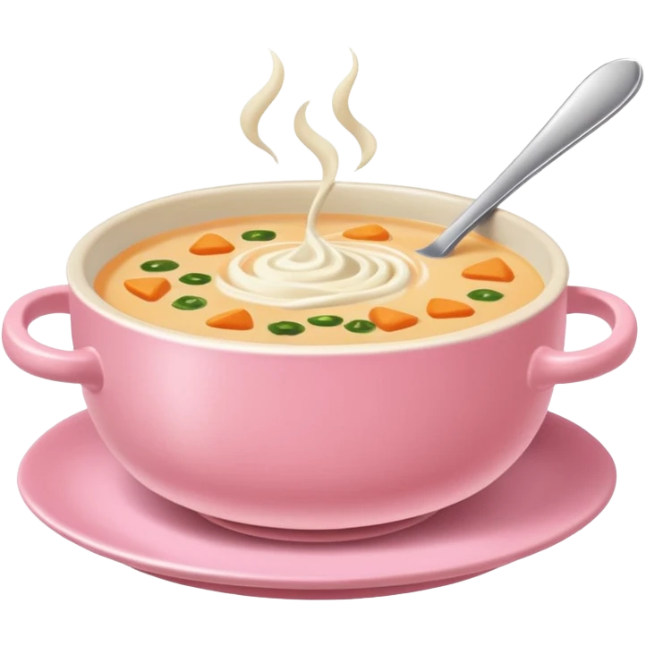 yummy soup in pink bowl emoji
