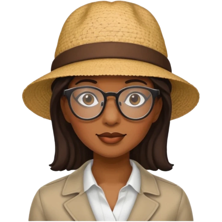 black woman with hat on with glasses  emoji