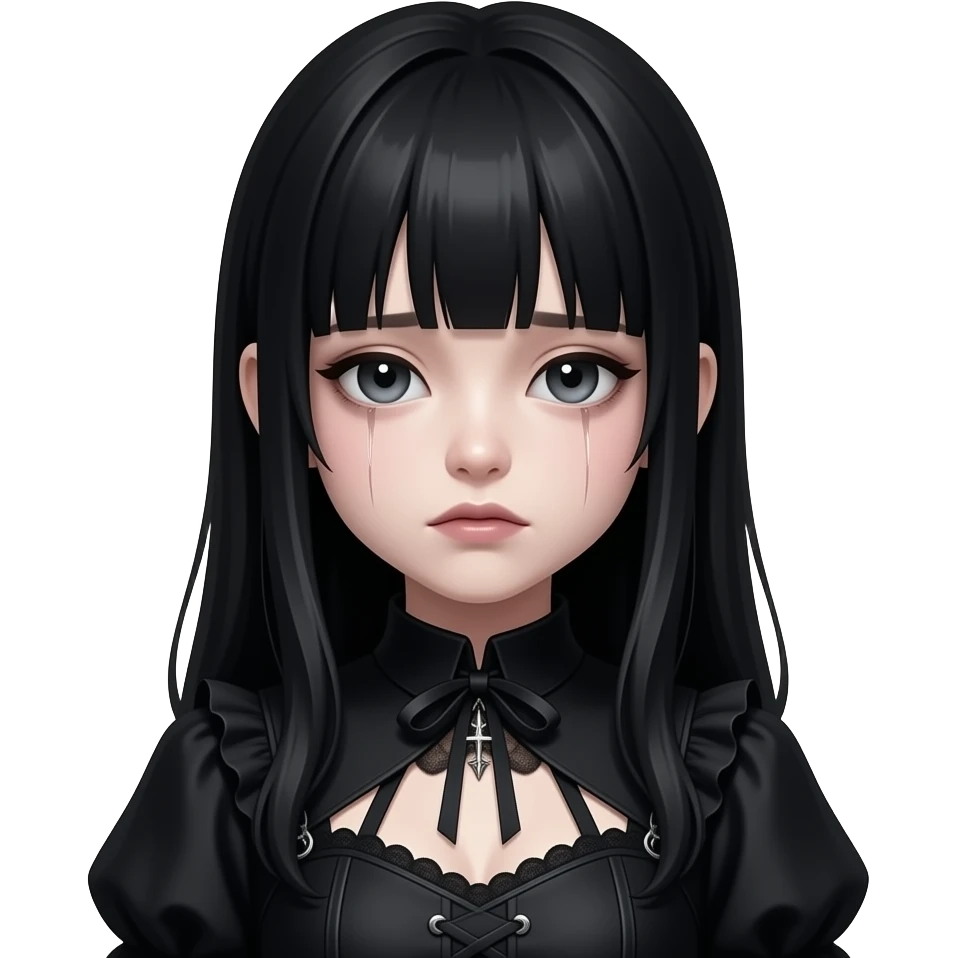 emoji emo", "pelo negro con flequillo", "estilo gótico" o "triste" emoji