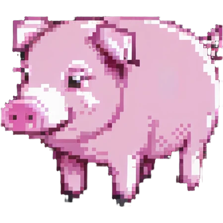 minecraft pig full body pink blocky animal square head square body emoji