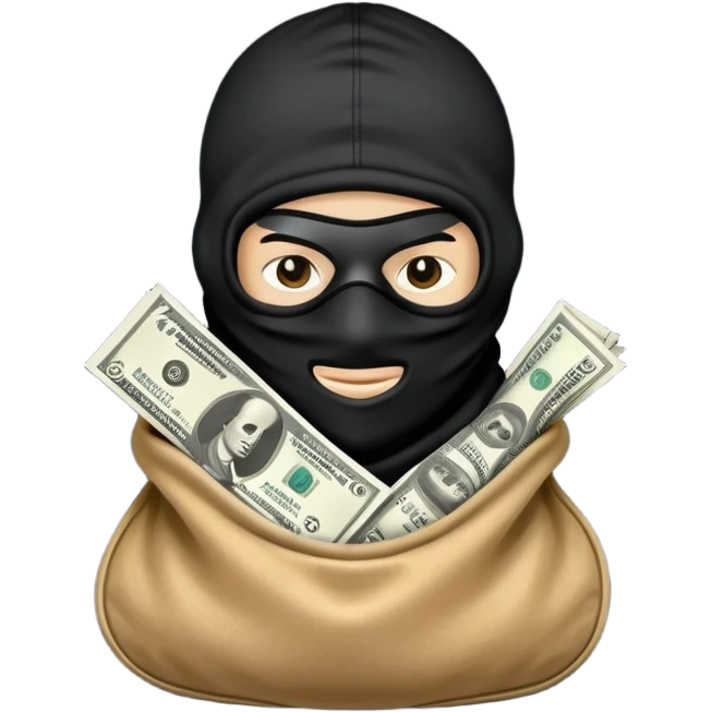 Ski mask holding money bag emoji