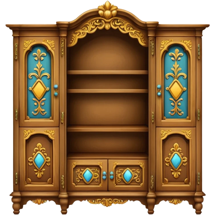 a cabinet with one open shelf and two closed ones emoji