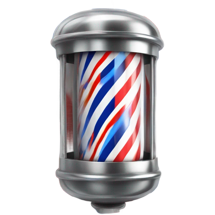 Barber pole with surgeon coat & dripping colors on fire emoji