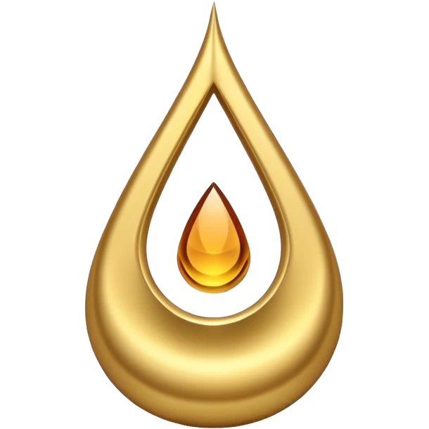 A simple golden tilak symbol with a central vertical drop shape and two curved lines on the sides forming a symmetric U-shape. emoji