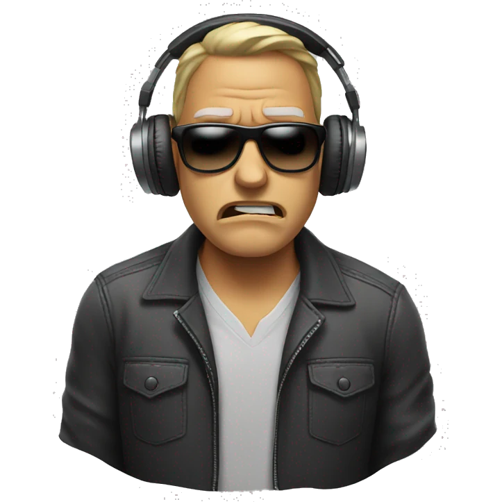 angry man with headphones and sunglasses emoji
