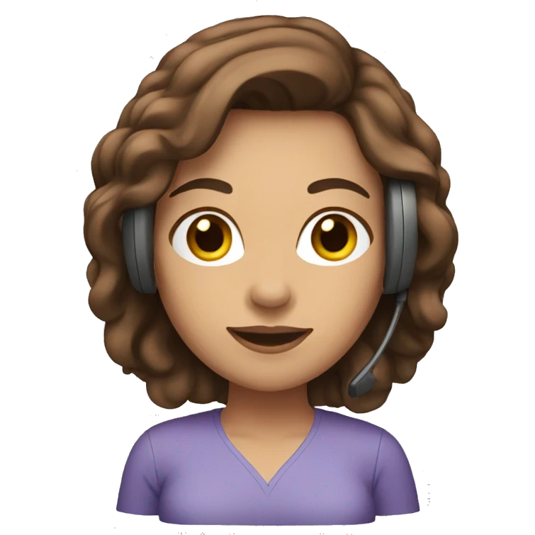 woman with headset long brown hair emoji