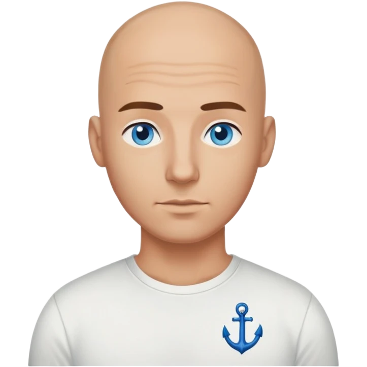 Sexy bald husband with blue eyes wearing a shirt with tiny anchors on it emoji