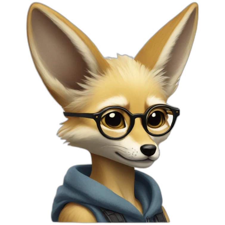 anthro fennec with glasses and mohawk haircut emoji
