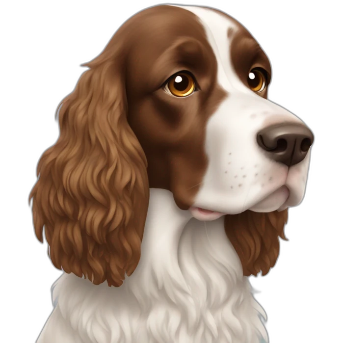 Springer spaniel with man and woman with long light hair emoji
