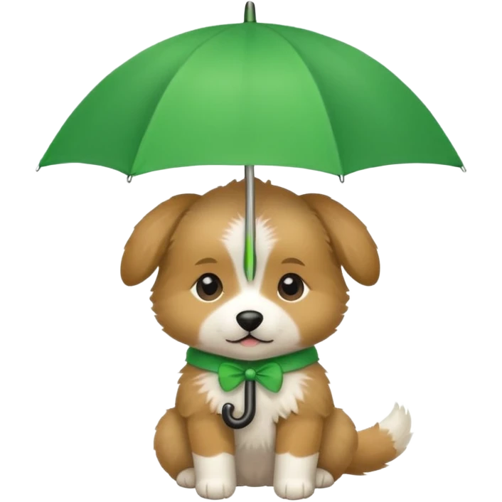 baby dog hold small green umbrella emoji