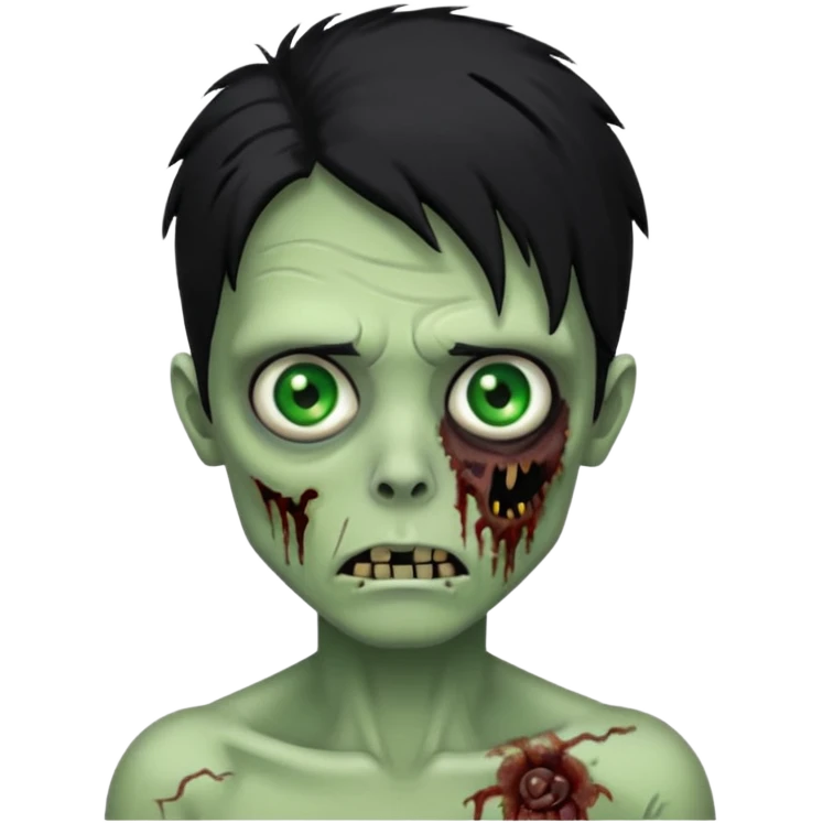 🧟‍♂️ with black scene hair and a little more human looking emoji