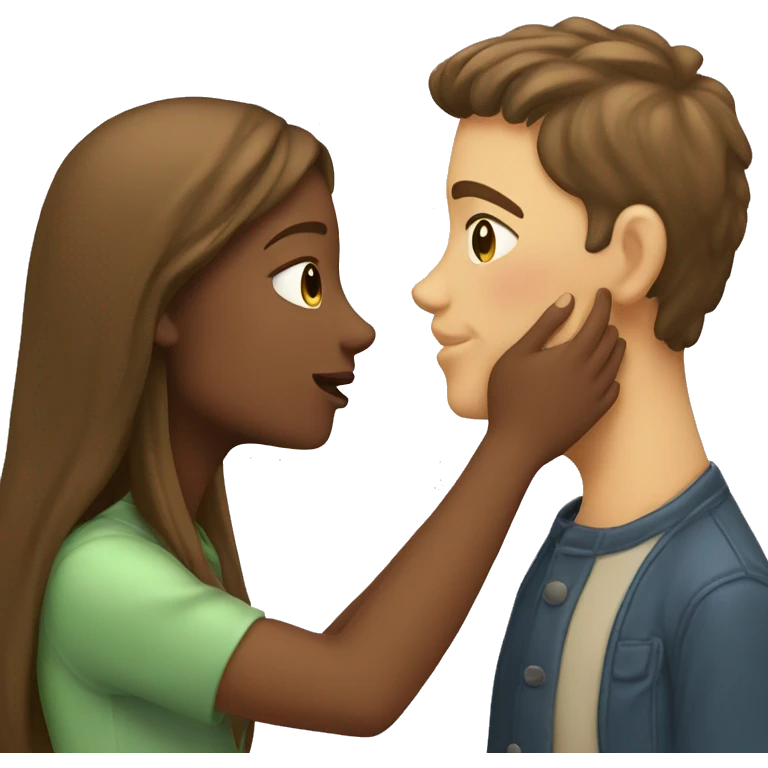 A man kisses a girl's eye emoji