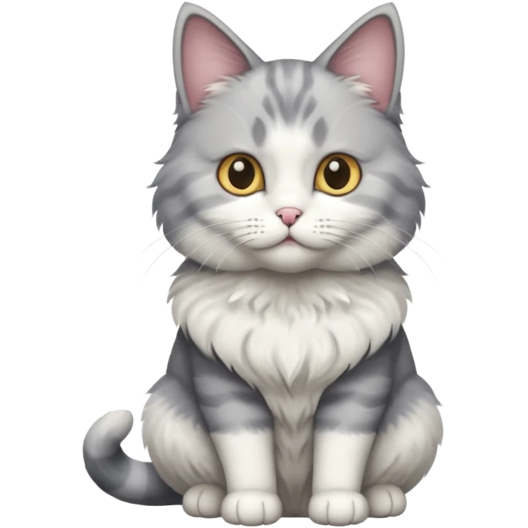 a grey and white cat sitting regally emoji