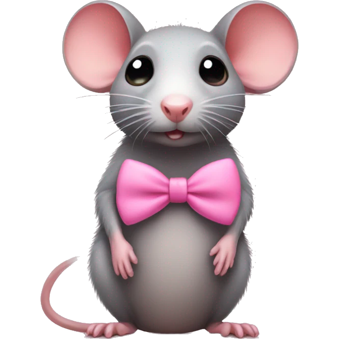 Rat wearing a cute pink bow emoji