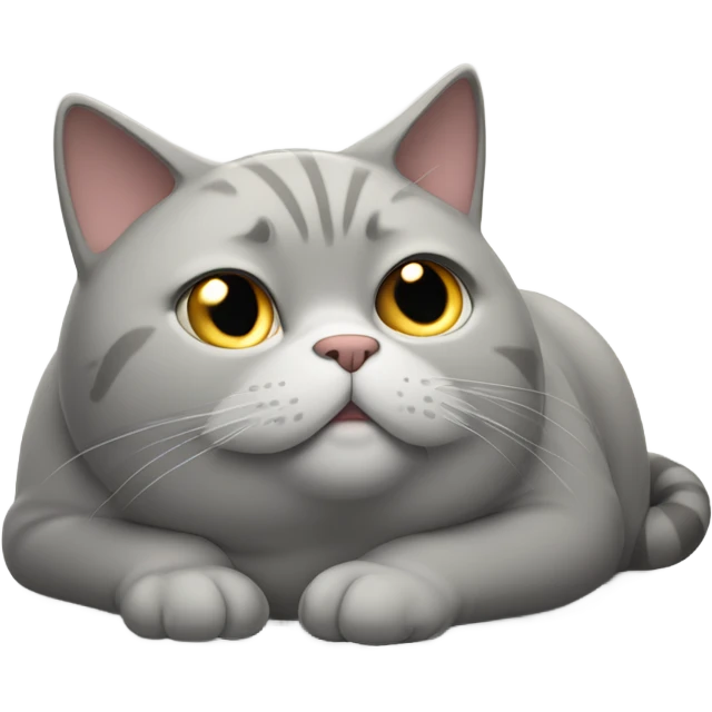 Bored fat light gray cat spread out on the floor emoji