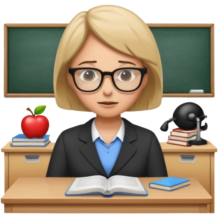 exhausted teacher in a bustling classroom emoji