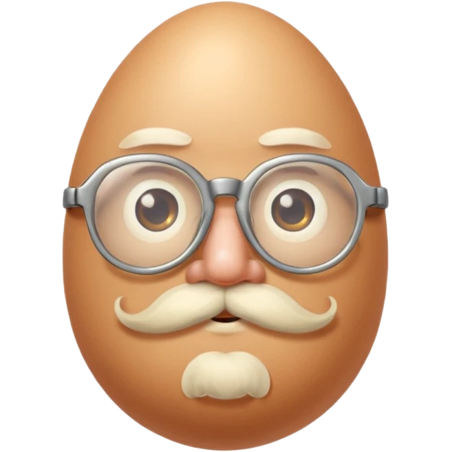 uovo con baffi e occhialino epoca emoji