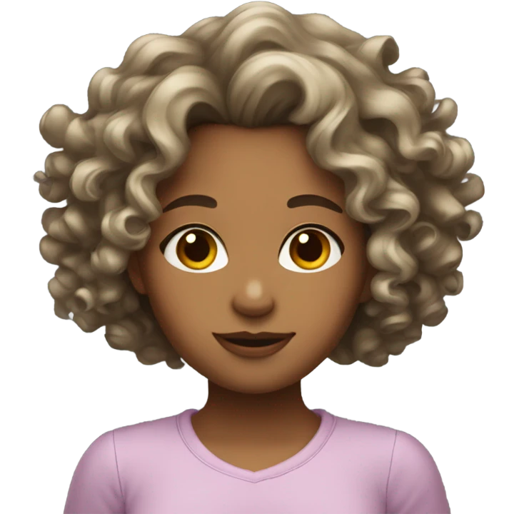 girl with curly hair on the bottom wavy hair on the top emoji