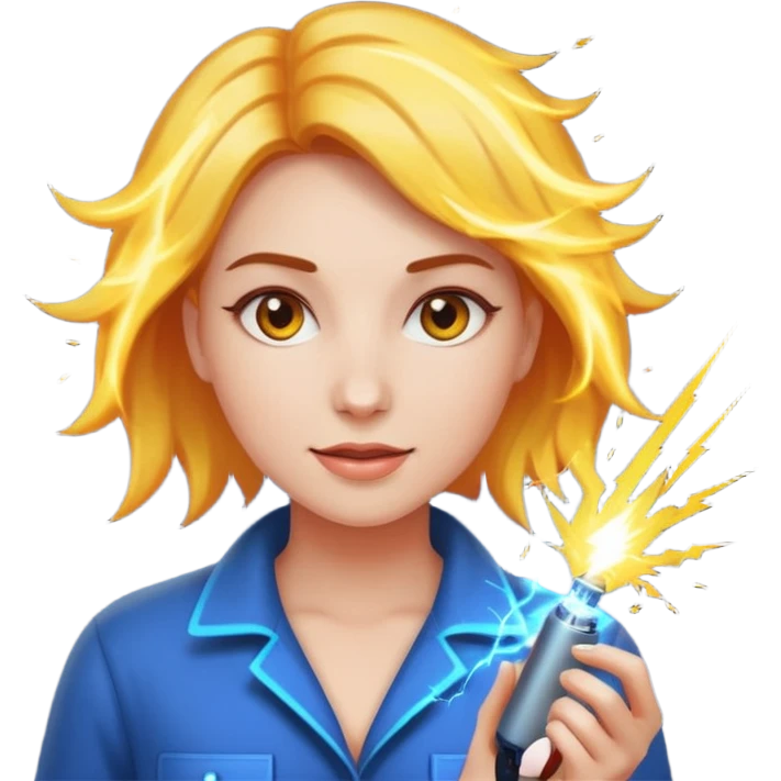 woman producing electric emoji