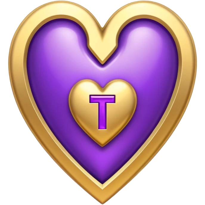 The golden Letter “t” inside a Purple Heart emoji
