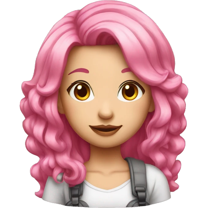 Girl, pink hair pewce sign  emoji