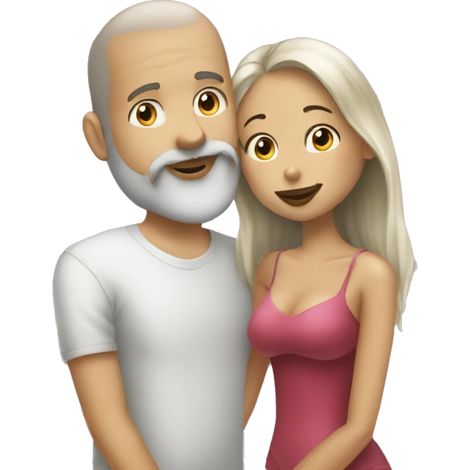  Grey Goatee beard pale man kisses Caribbean girl emoji