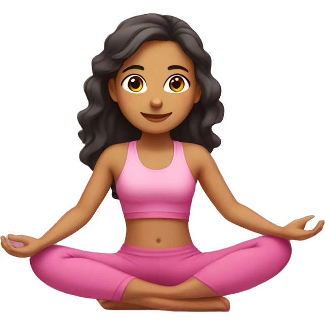 Hispanic girl wearing pink doing yoga sitting on a yoga mat emoji
