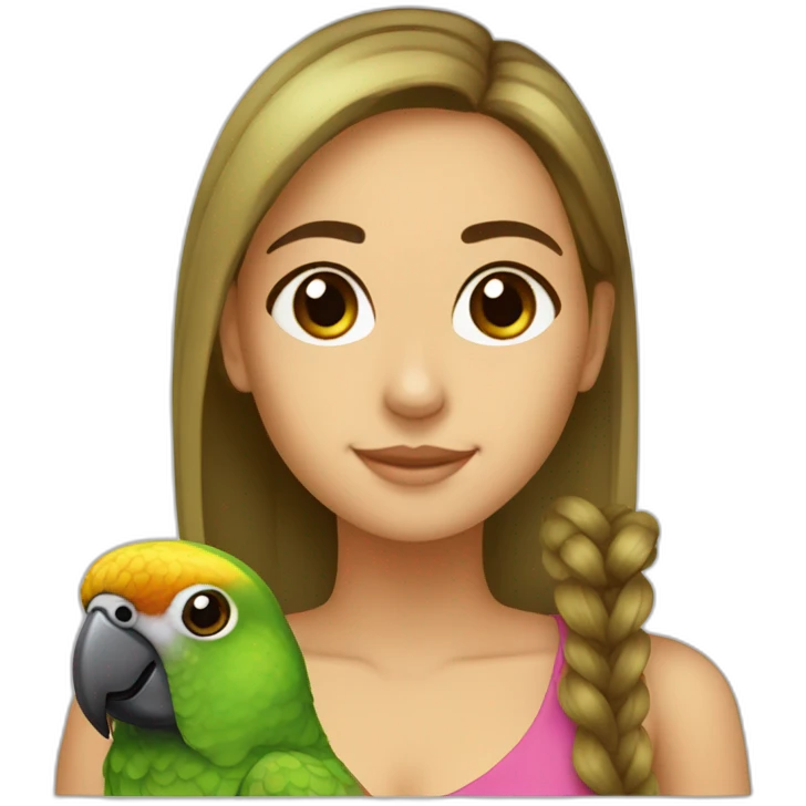 Green cheek conure with a tanned girl emoji