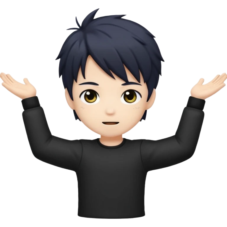 Cute anime style chibi male character with dark aesthetic with arms open wide  emoji