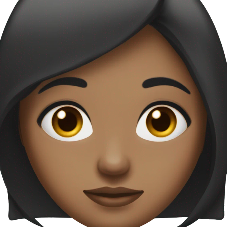 black straight hair girl with medium skintone and brown eyes with long lashes emoji