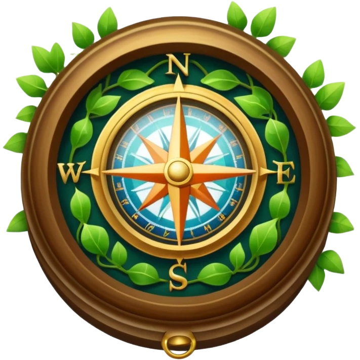 glowing crystal compass covered in vines emoji