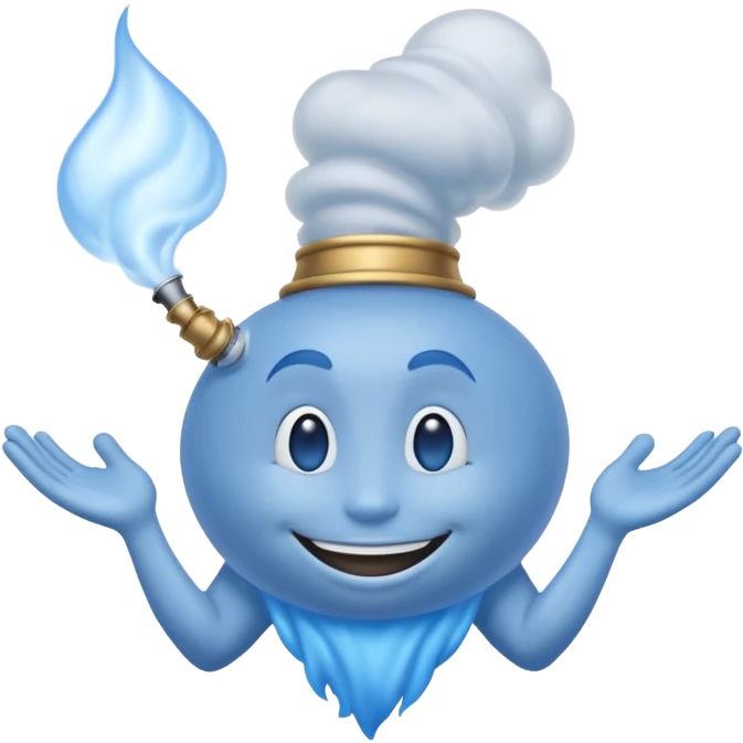 blue genie emerging smoke. emoji