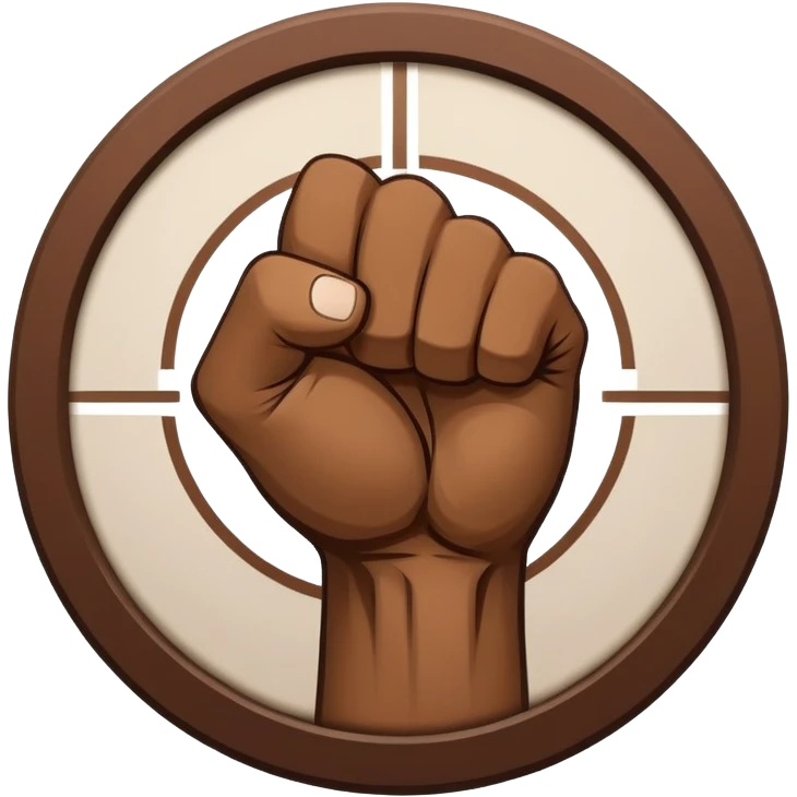 Round emblem symbolizing combat sports, featuring a clenched fist facing forward at the center. The fist is bold and strong, representing power and skill in martial arts. Surrounding the fist are dynamic lines, giving the emblem a sense of motion and energy. emoji