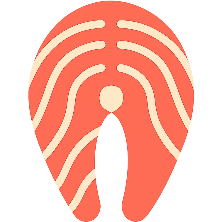 minimal flat icon of salmon fillet with simple shapes and bold colors emoji