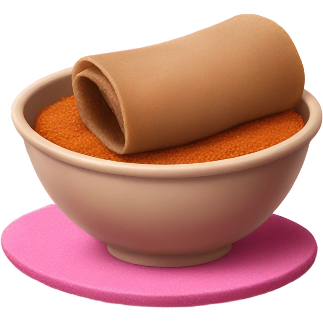 realistic ethiopian injera rolls in a pink bowl emoji