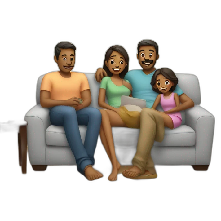 Family relaxing on couch emoji